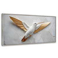 Cuadros Decorativos Canvas Revolution | Colibri Ala Dorada | Panoramico | Portada | Marco Blanco