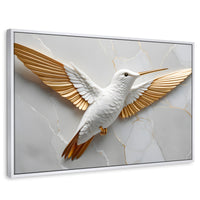 Cuadros Decorativos Canvas Revolution | Colibri Ala Dorada | Rectangular | Portada | Marco Blanco