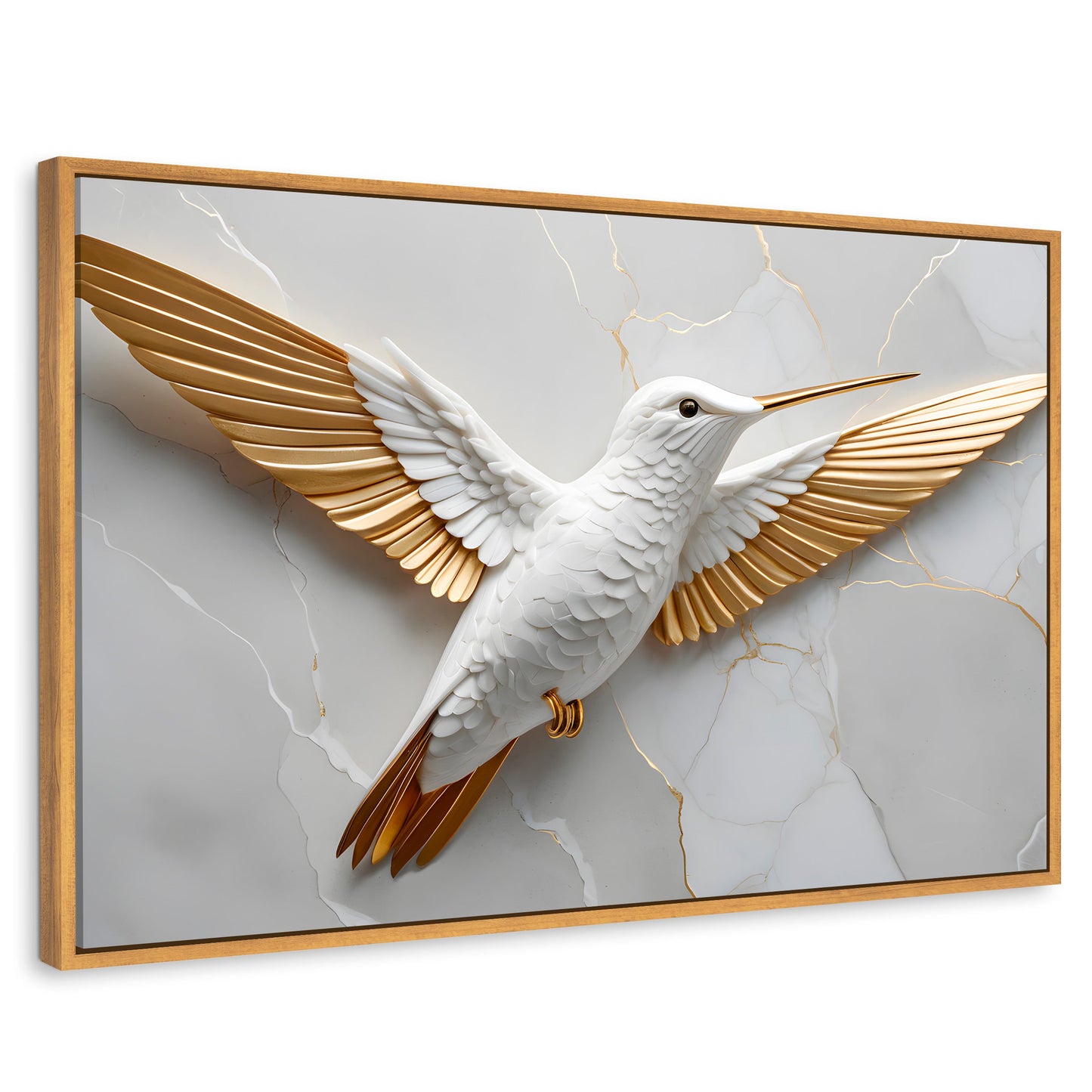Cuadros Decorativos Canvas Revolution | Colibri Ala Dorada | Rectangular | Portada | Marco Madera