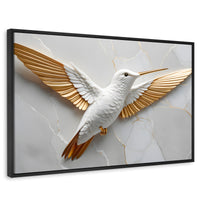 Cuadros Decorativos Canvas Revolution | Colibri Ala Dorada | Rectangular | Portada | Marco Negro
