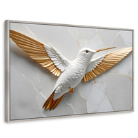 Cuadros Decorativos Canvas Revolution | Colibri Ala Dorada | Rectangular | Portada | Marco Plateado