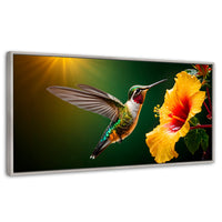 Cuadros Decorativos Canvas Revolution | Colibri Ala Nectar | Panoramico | Portada | Marco Blanco