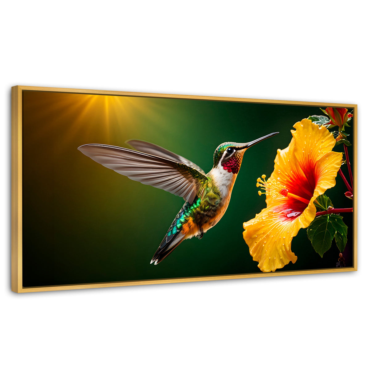 Cuadros Decorativos Canvas Revolution | Colibri Ala Nectar | Panoramico | Portada | Marco Madera
