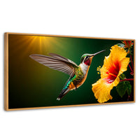 Cuadros Decorativos Canvas Revolution | Colibri Ala Nectar | Panoramico | Portada | Marco Negro
