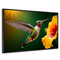Cuadros Decorativos Canvas Revolution | Colibri Ala Nectar | Rectangular | Portada | Marco Negro