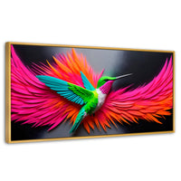 Cuadros Decorativos Canvas Revolution | Colibri Arcoiris | Panoramico | Portada | Marco Madera