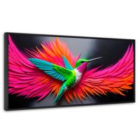 Cuadros Decorativos Canvas Revolution | Colibri Arcoiris | Panoramico | Portada | Marco Plateado