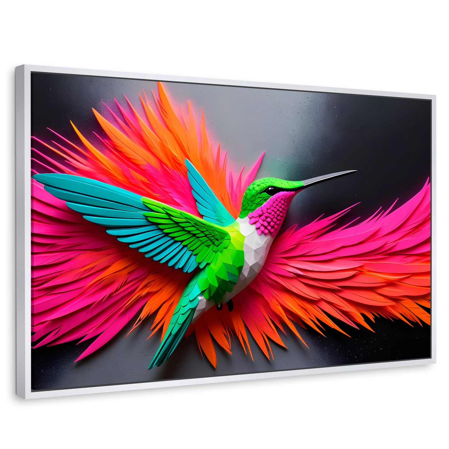 Cuadros Decorativos Canvas Revolution | Colibri Arcoiris | Rectangular | Portada | Marco Blanco