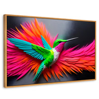Cuadros Decorativos Canvas Revolution | Colibri Arcoiris | Rectangular | Portada | Marco Madera