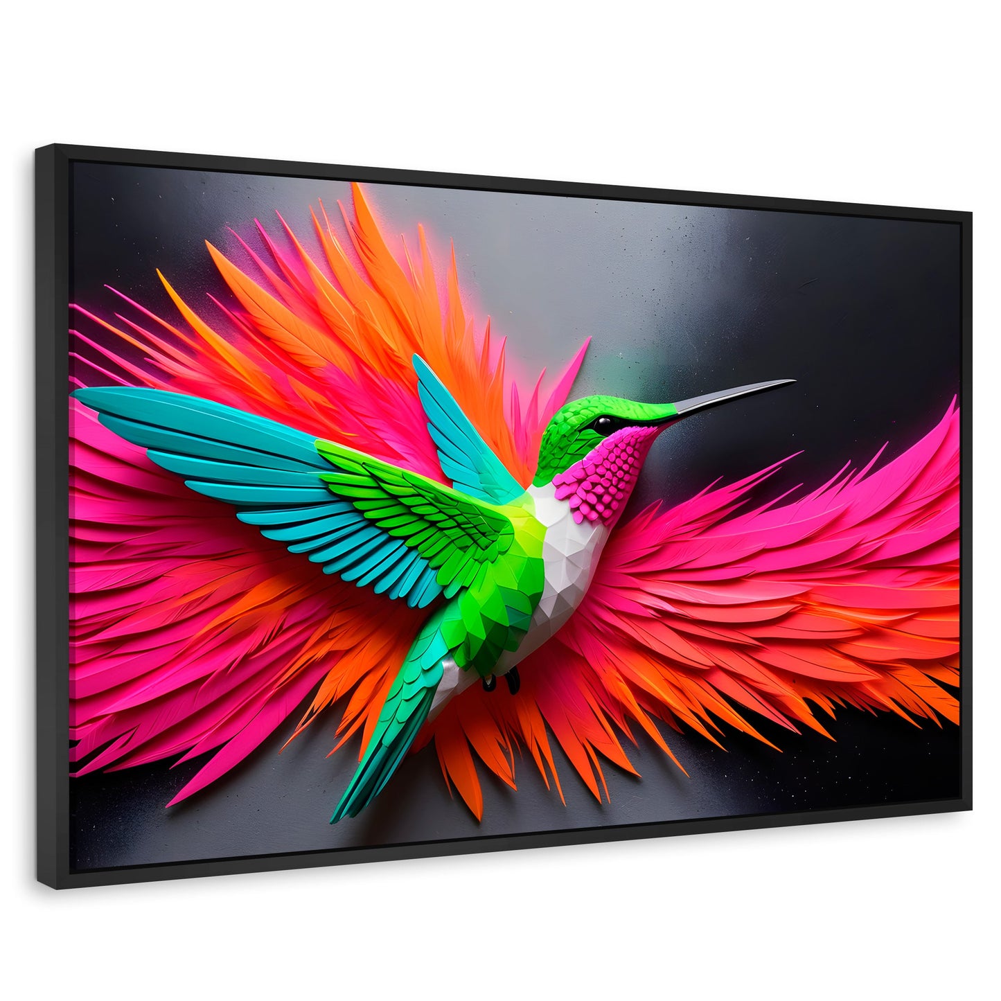 Cuadros Decorativos Canvas Revolution | Colibri Arcoiris | Rectangular | Portada | Marco Negro