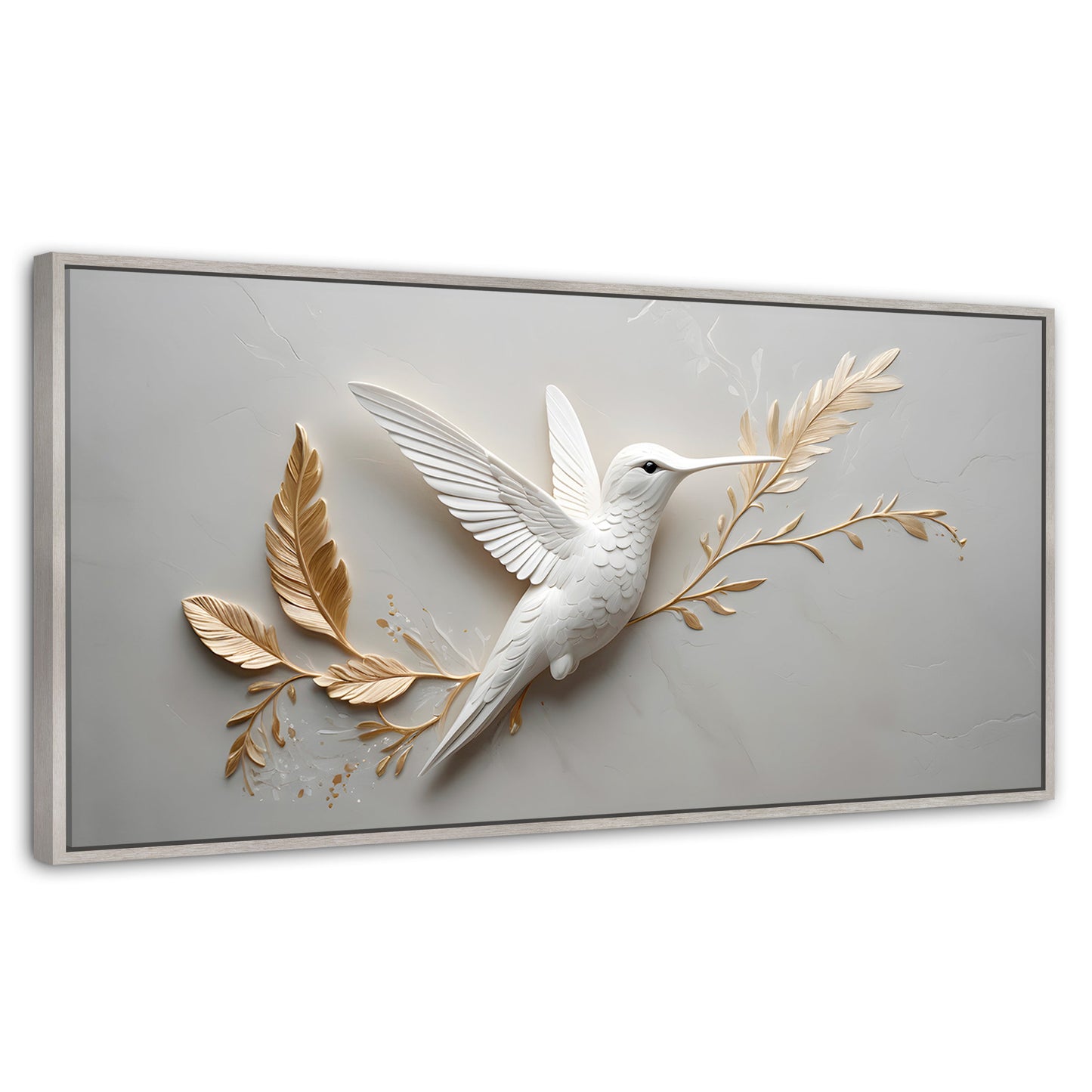 Cuadros Decorativos Canvas Revolution | Colibri Armonioso | Panoramico | Portada | Marco Blanco