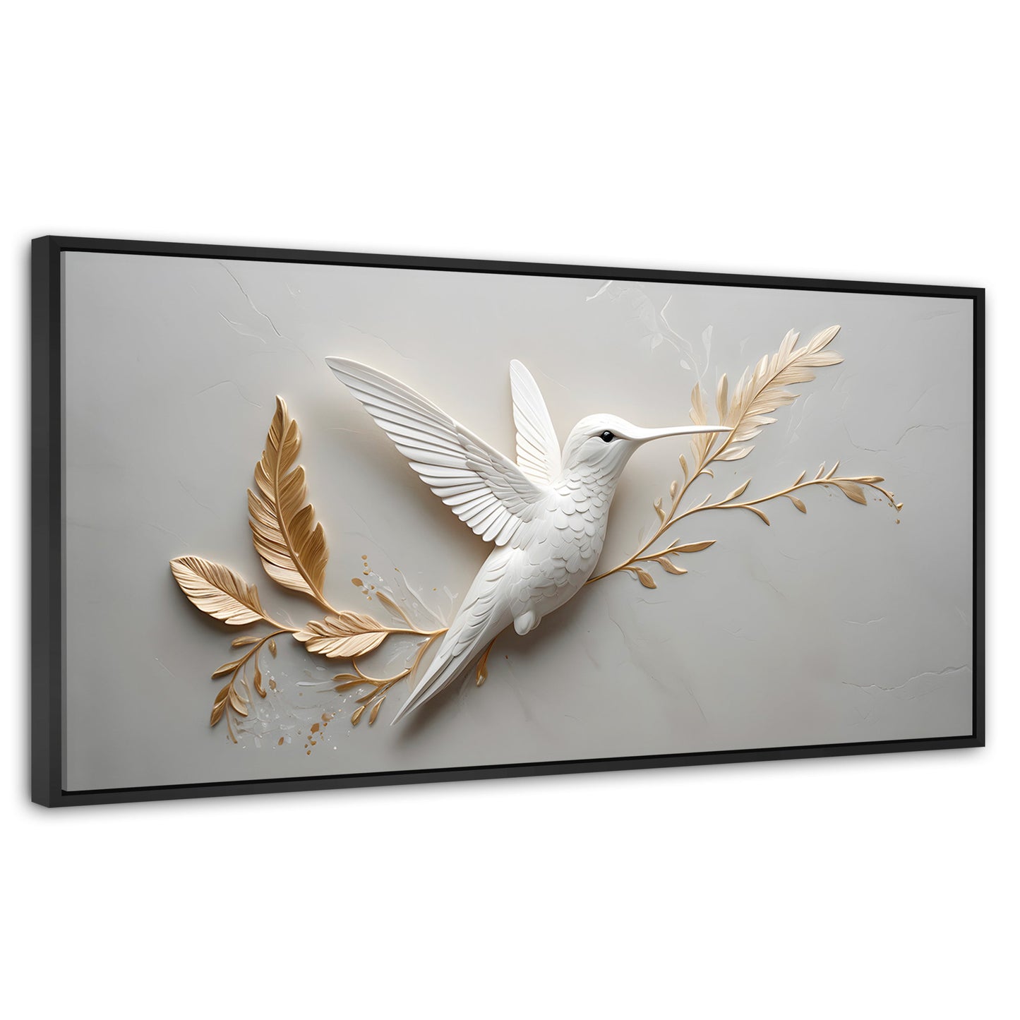 Cuadros Decorativos Canvas Revolution | Colibri Armonioso | Panoramico | Portada | Marco Plateado