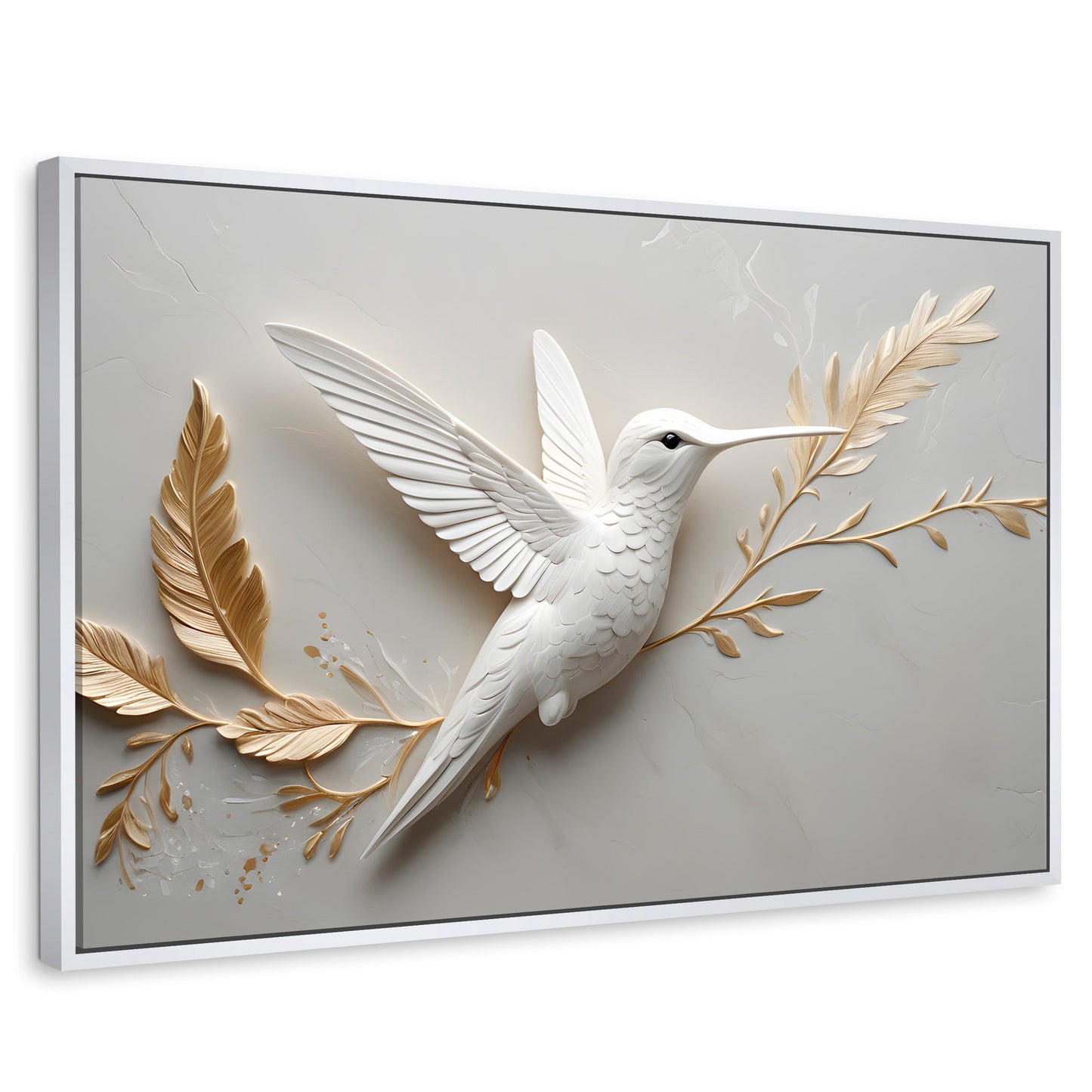 Cuadros Decorativos Canvas Revolution | Colibri Armonioso | Rectangular | Portada | Marco Blanco