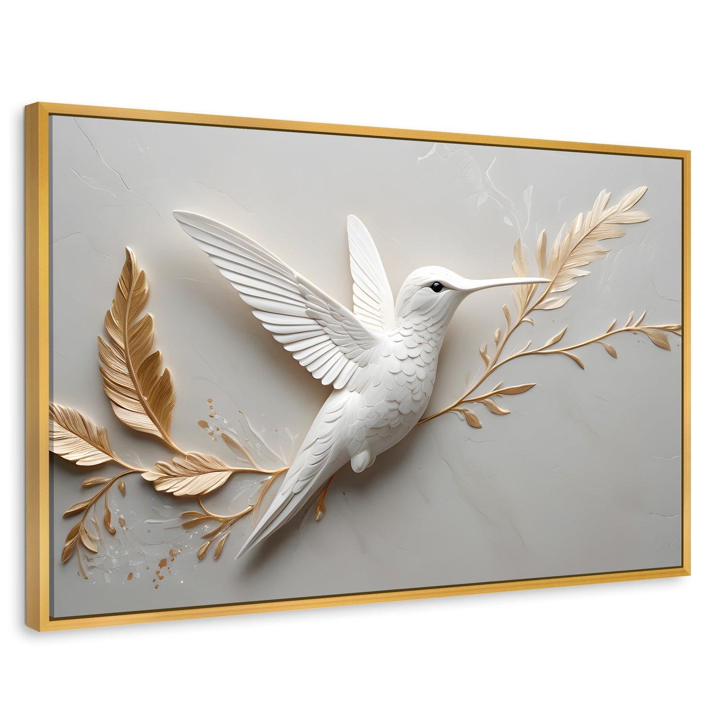 Cuadros Decorativos Canvas Revolution | Colibri Armonioso | Rectangular | Portada | Marco Dorado