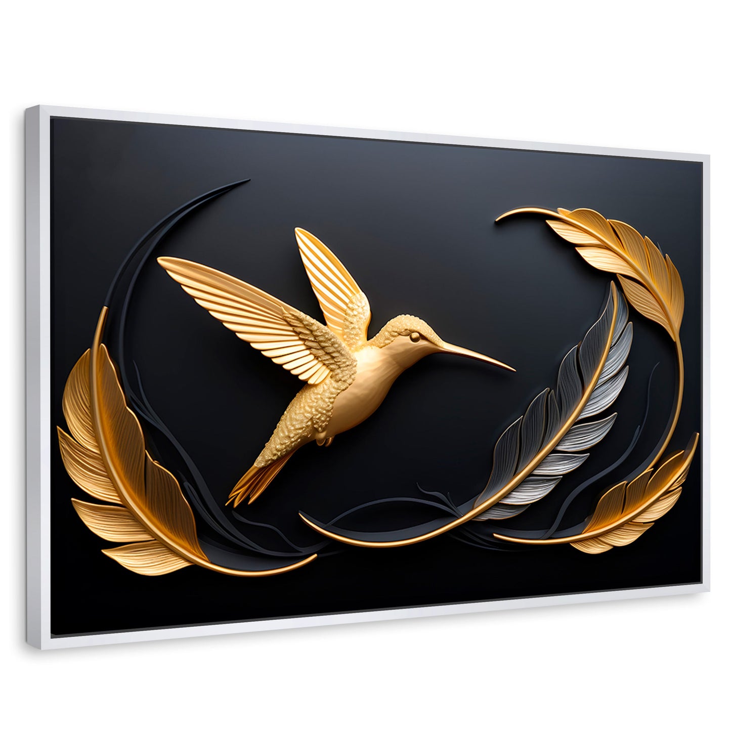 Cuadros Decorativos Canvas Revolution | Colibri Brillante | Rectangular | Portada | Marco Blanco