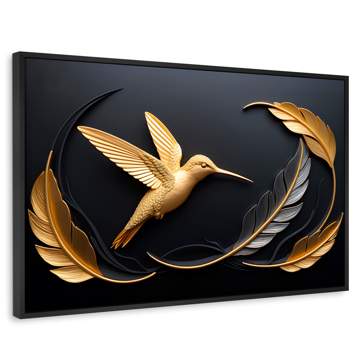 Cuadros Decorativos Canvas Revolution | Colibri Brillante | Rectangular | Portada | Marco Negro