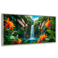 Cuadros Decorativos Canvas Revolution | Colibri Cascadas | Panoramico | Portada | Marco Blanco