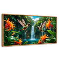 Cuadros Decorativos Canvas Revolution | Colibri Cascadas | Panoramico | Portada | Marco Negro