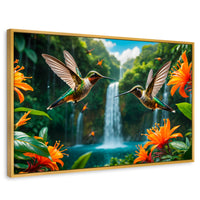 Cuadros Decorativos Canvas Revolution | Colibri Cascadas | Rectangular | Portada | Marco Dorado