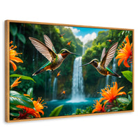 Cuadros Decorativos Canvas Revolution | Colibri Cascadas | Rectangular | Portada | Marco Madera
