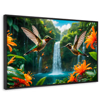 Cuadros Decorativos Canvas Revolution | Colibri Cascadas | Rectangular | Portada | Marco Negro
