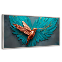 Cuadros Decorativos Canvas Revolution | Colibri Celeste | Panoramico | Portada | Marco Blanco