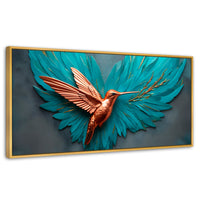 Cuadros Decorativos Canvas Revolution | Colibri Celeste | Panoramico | Portada | Marco Madera