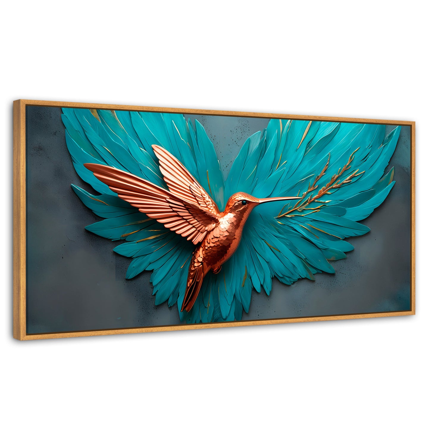 Cuadros Decorativos Canvas Revolution | Colibri Celeste | Panoramico | Portada | Marco Negro