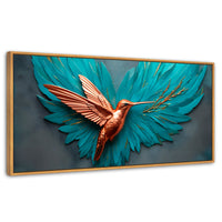 Cuadros Decorativos Canvas Revolution | Colibri Celeste | Panoramico | Portada | Marco Negro