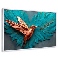 Cuadros Decorativos Canvas Revolution | Colibri Celeste | Rectangular | Portada | Marco Blanco