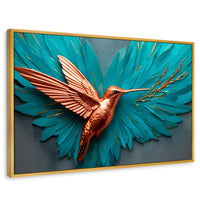 Cuadros Decorativos Canvas Revolution | Colibri Celeste | Rectangular | Portada | Marco Dorado