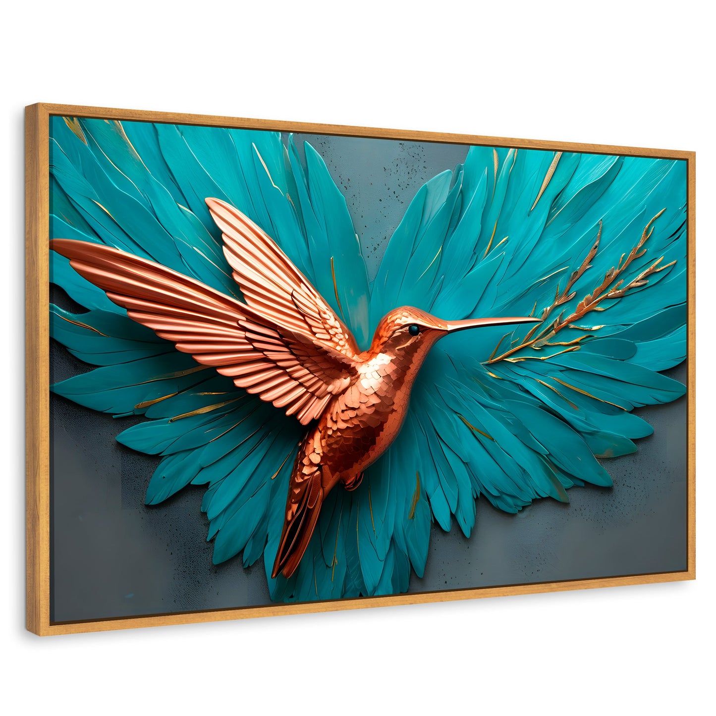 Cuadros Decorativos Canvas Revolution | Colibri Celeste | Rectangular | Portada | Marco Madera