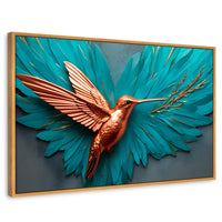 Cuadros Decorativos Canvas Revolution | Colibri Celeste | Rectangular | Portada | Marco Madera