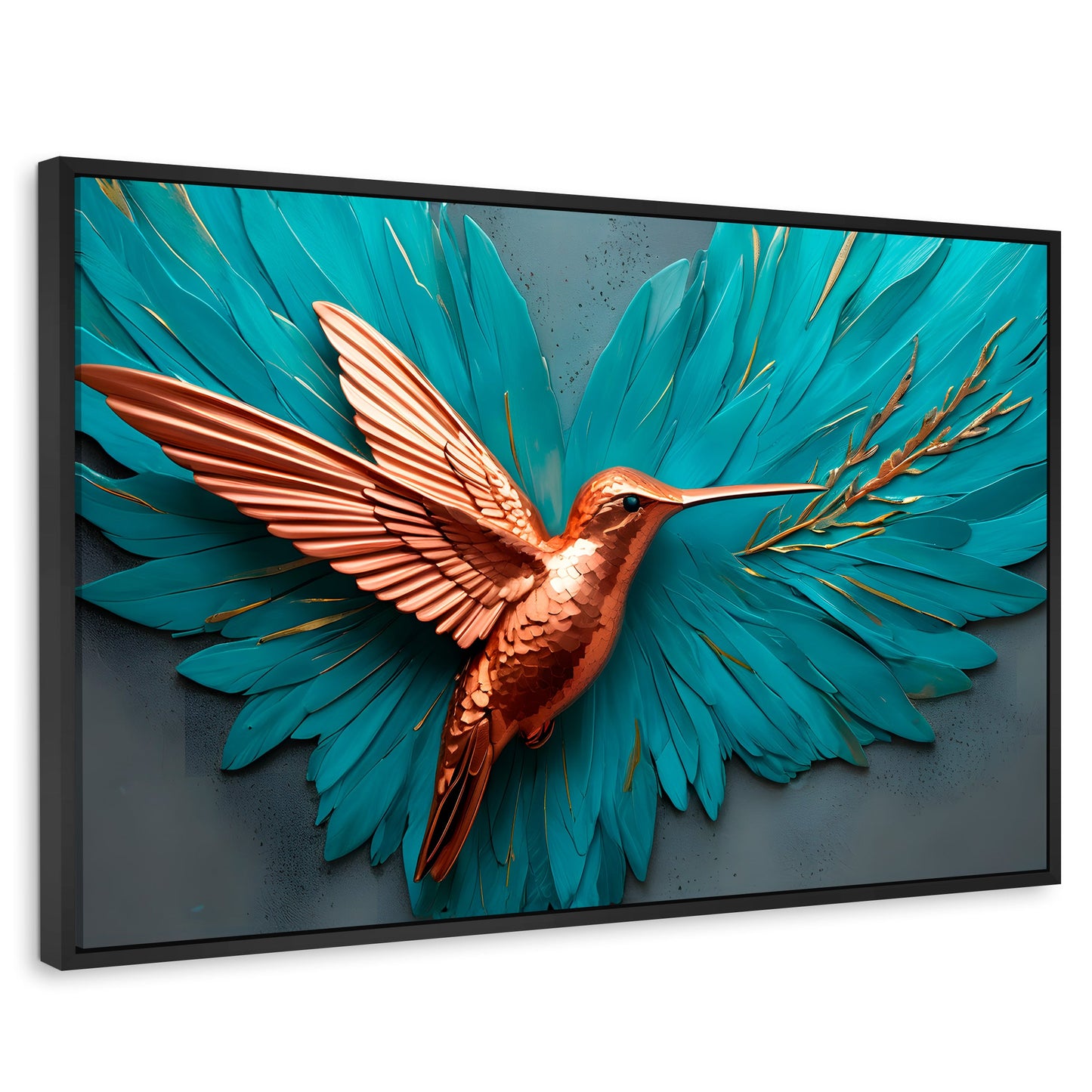 Cuadros Decorativos Canvas Revolution | Colibri Celeste | Rectangular | Portada | Marco Negro
