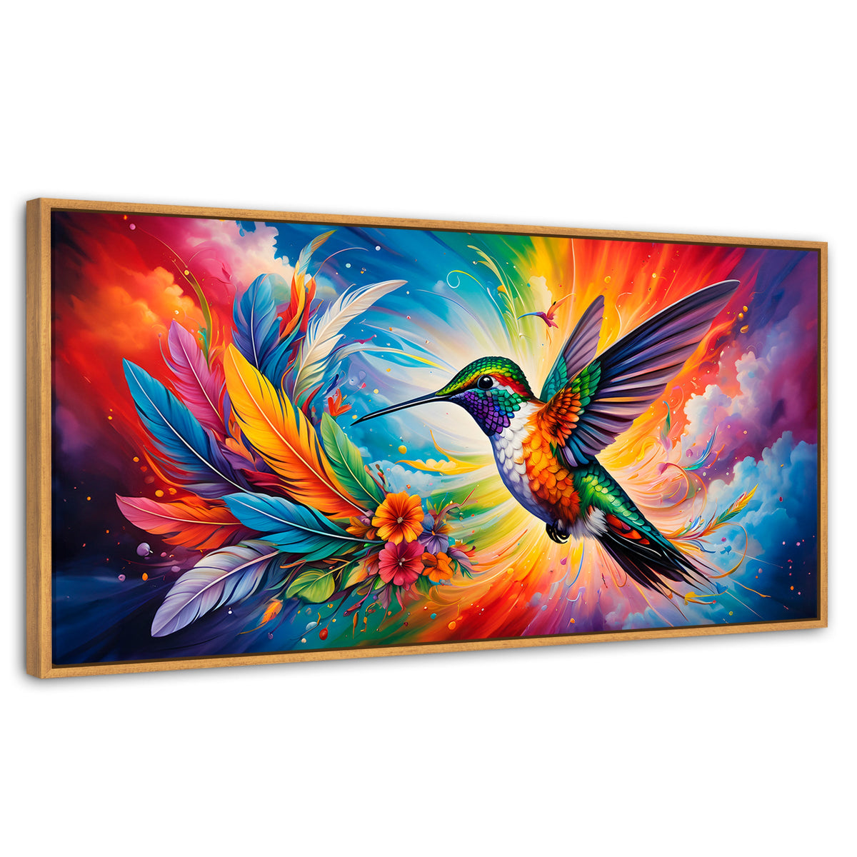 Cuadros Decorativos Canvas Revolution | Colibri Celestial | Panoramico | Portada | Marco Negro