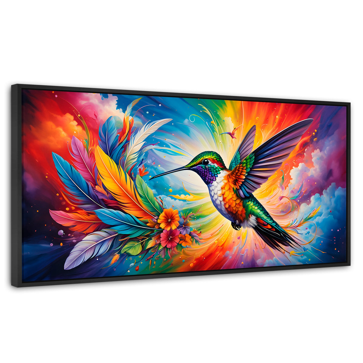 Cuadros Decorativos Canvas Revolution | Colibri Celestial | Panoramico | Portada | Marco Plateado