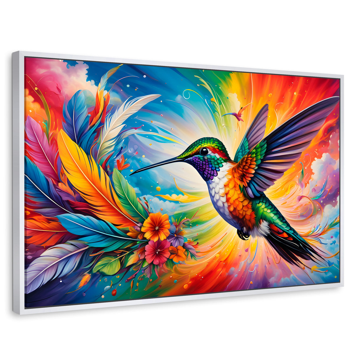 Cuadros Decorativos Canvas Revolution | Colibri Celestial | Rectangular | Portada | Marco Blanco