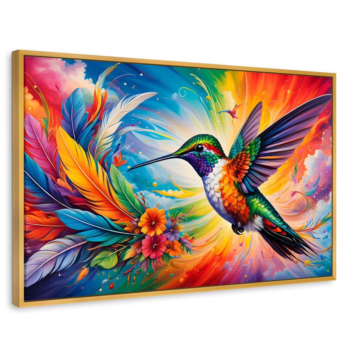 Cuadros Decorativos Canvas Revolution | Colibri Celestial | Rectangular | Portada | Marco Dorado