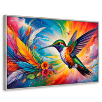 Cuadros Decorativos Canvas Revolution | Colibri Celestial | Rectangular | Portada | Marco Plateado