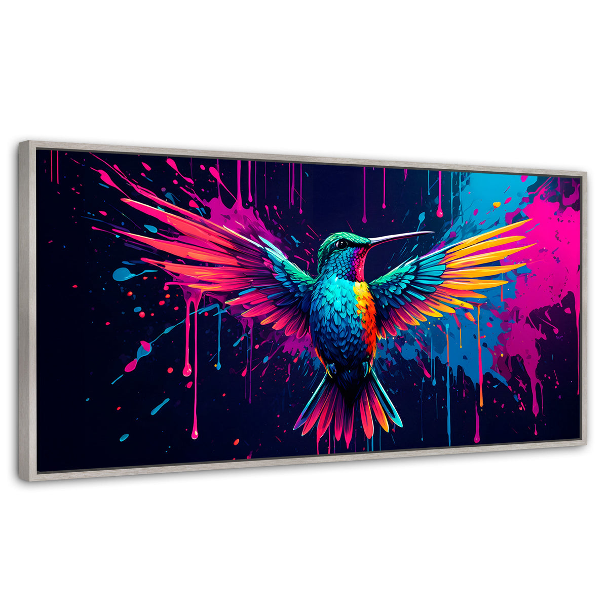 Cuadros Decorativos Canvas Revolution | Colibri Cromatico | Panoramico | Portada | Marco Blanco