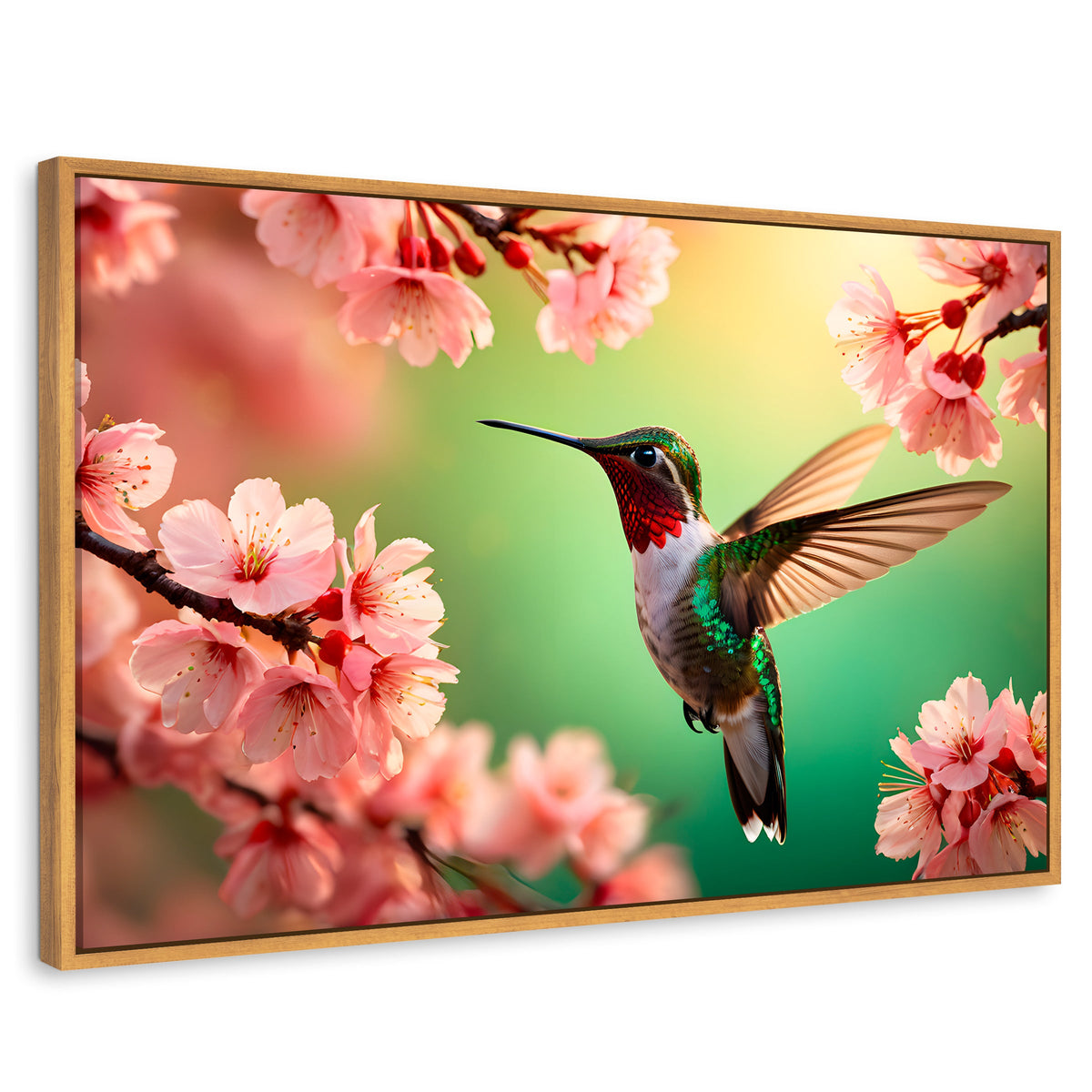 Cuadros Decorativos Canvas Revolution | Colibri Danza Flor | Rectangular | Portada | Marco Madera