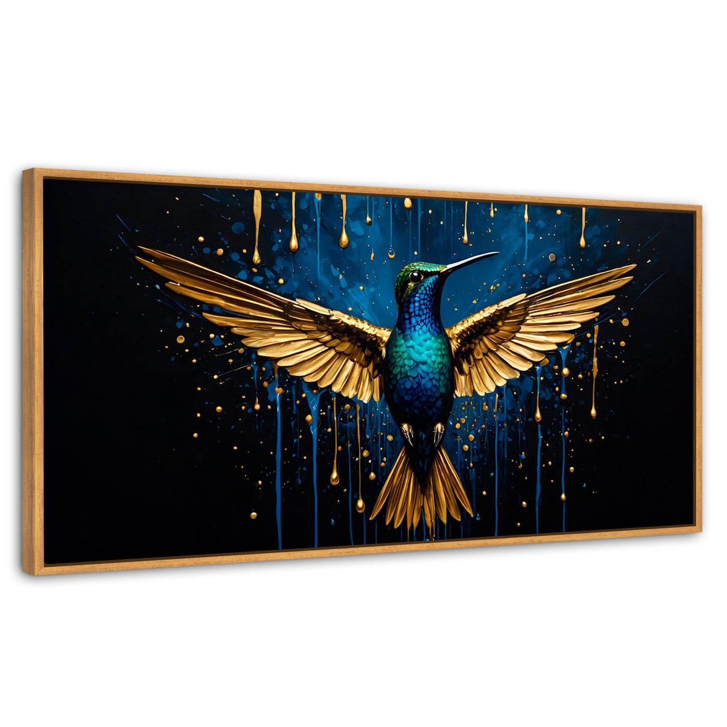 Cuadros Decorativos Canvas Revolution | Colibri Destellos | Panoramico | Portada | Marco Negro