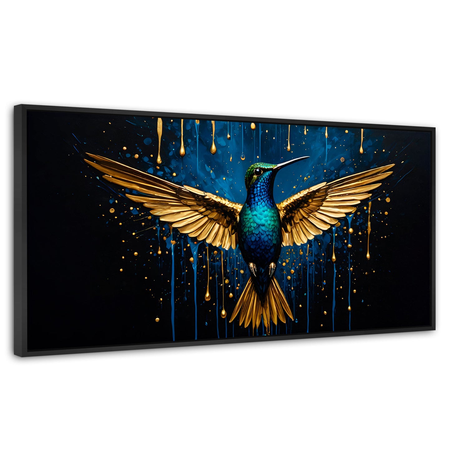 Cuadros Decorativos Canvas Revolution | Colibri Destellos | Panoramico | Portada | Marco Plateado