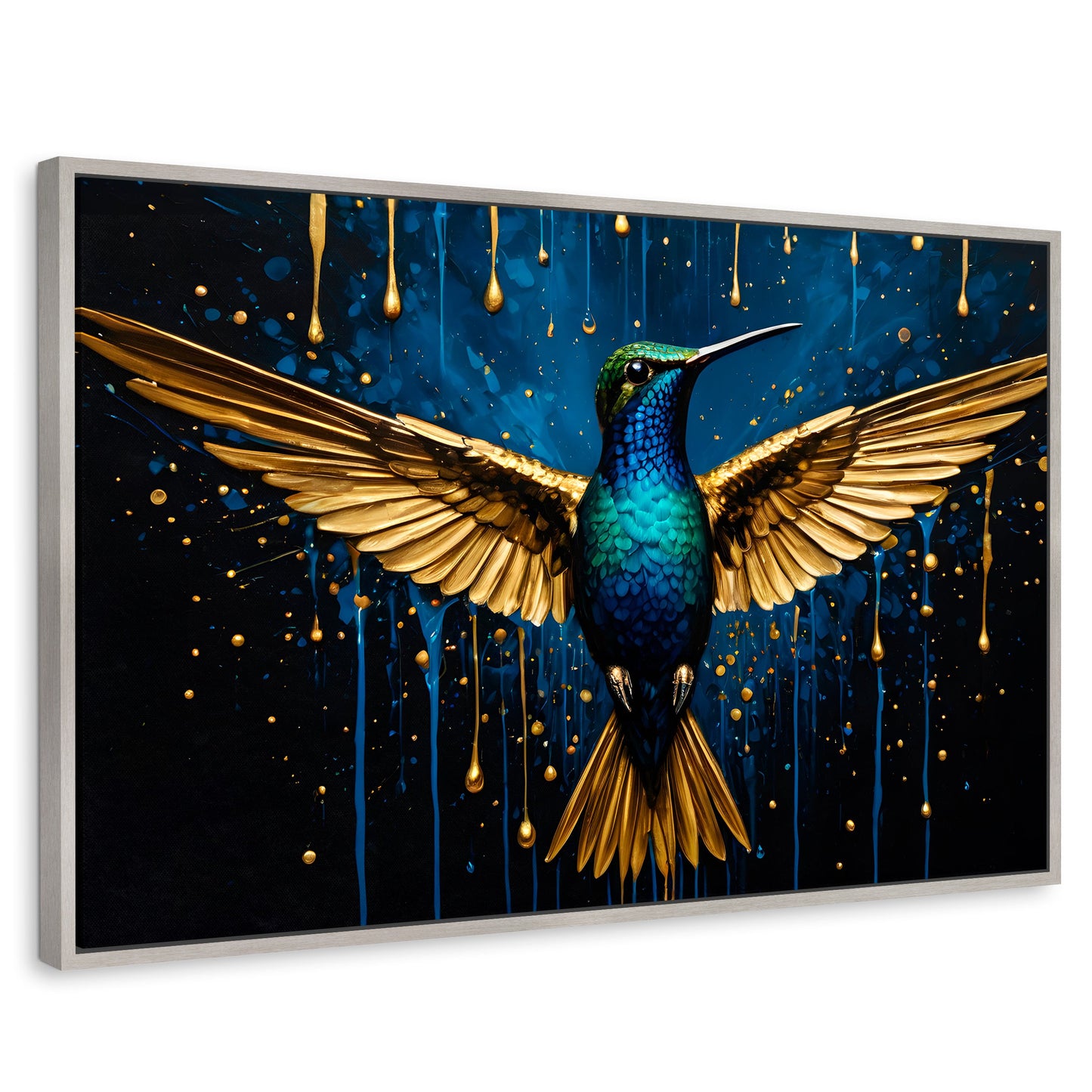 Cuadros Decorativos Canvas Revolution | Colibri Destellos | Rectangular | Portada | Marco Plateado