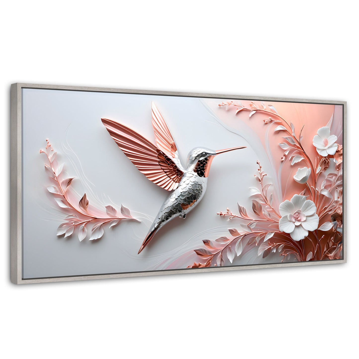 Cuadros Decorativos Canvas Revolution | Colibri Diamante | Panoramico | Portada | Marco Blanco
