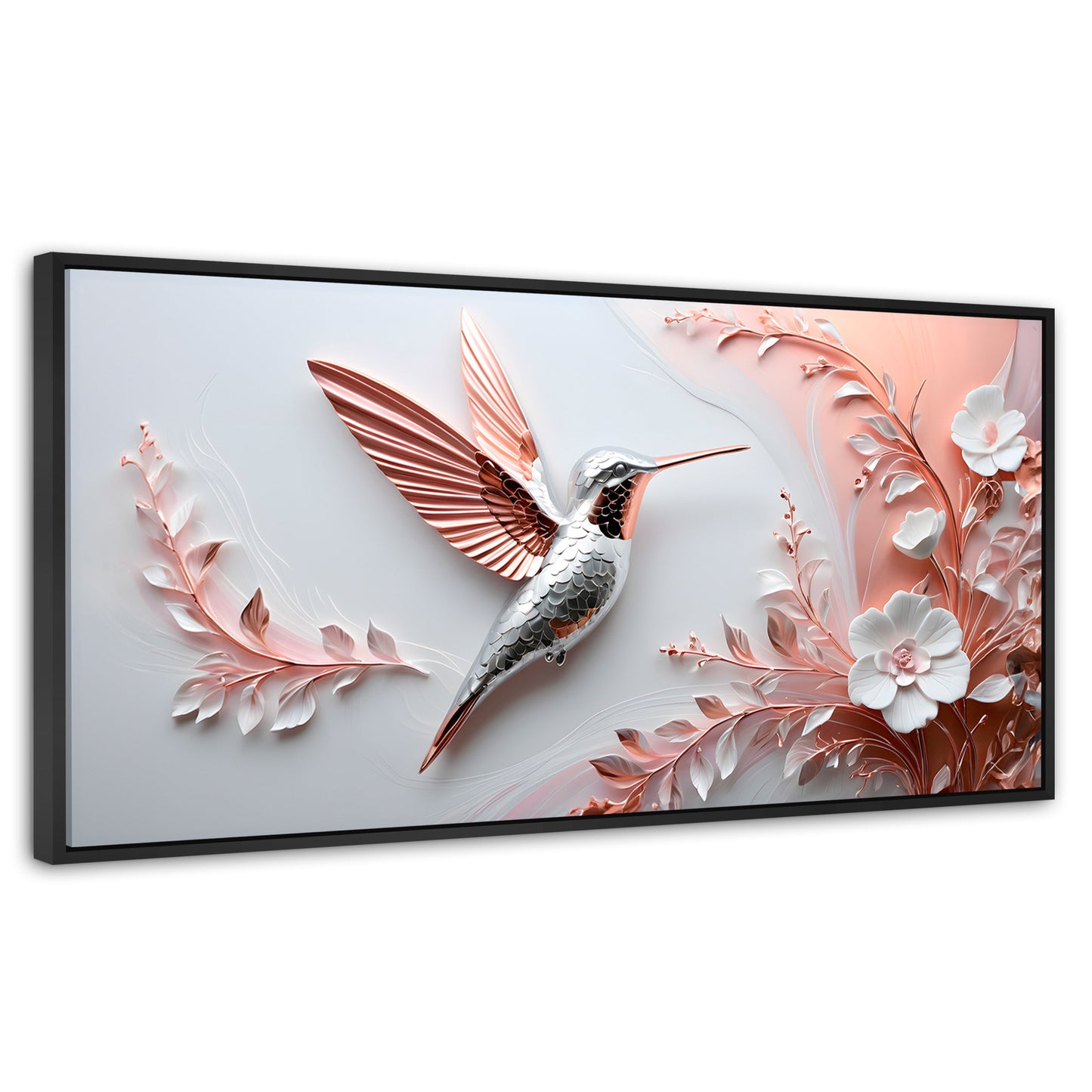 Cuadros Decorativos Canvas Revolution | Colibri Diamante | Panoramico | Portada | Marco Plateado