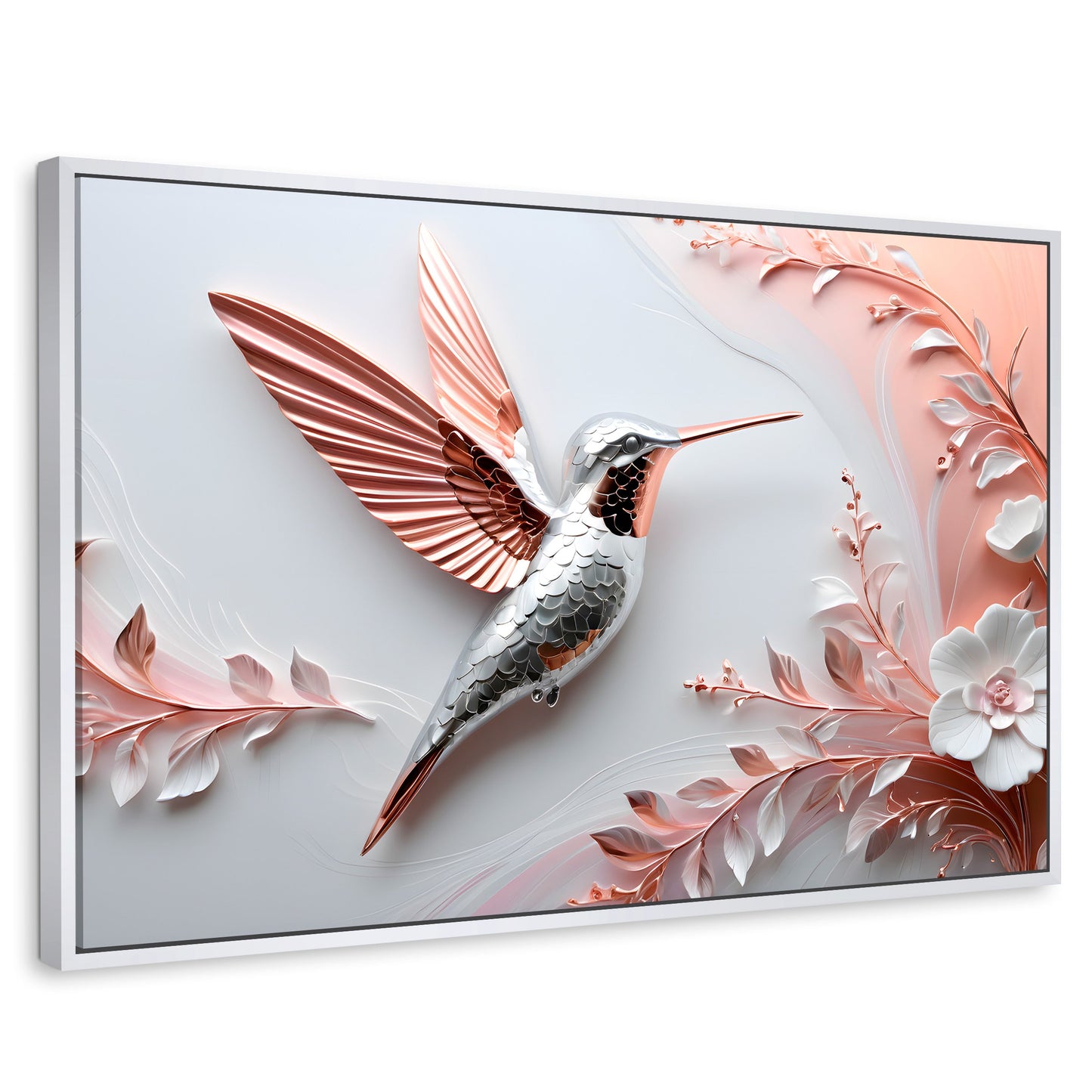 Cuadros Decorativos Canvas Revolution | Colibri Diamante | Rectangular | Portada | Marco Blanco