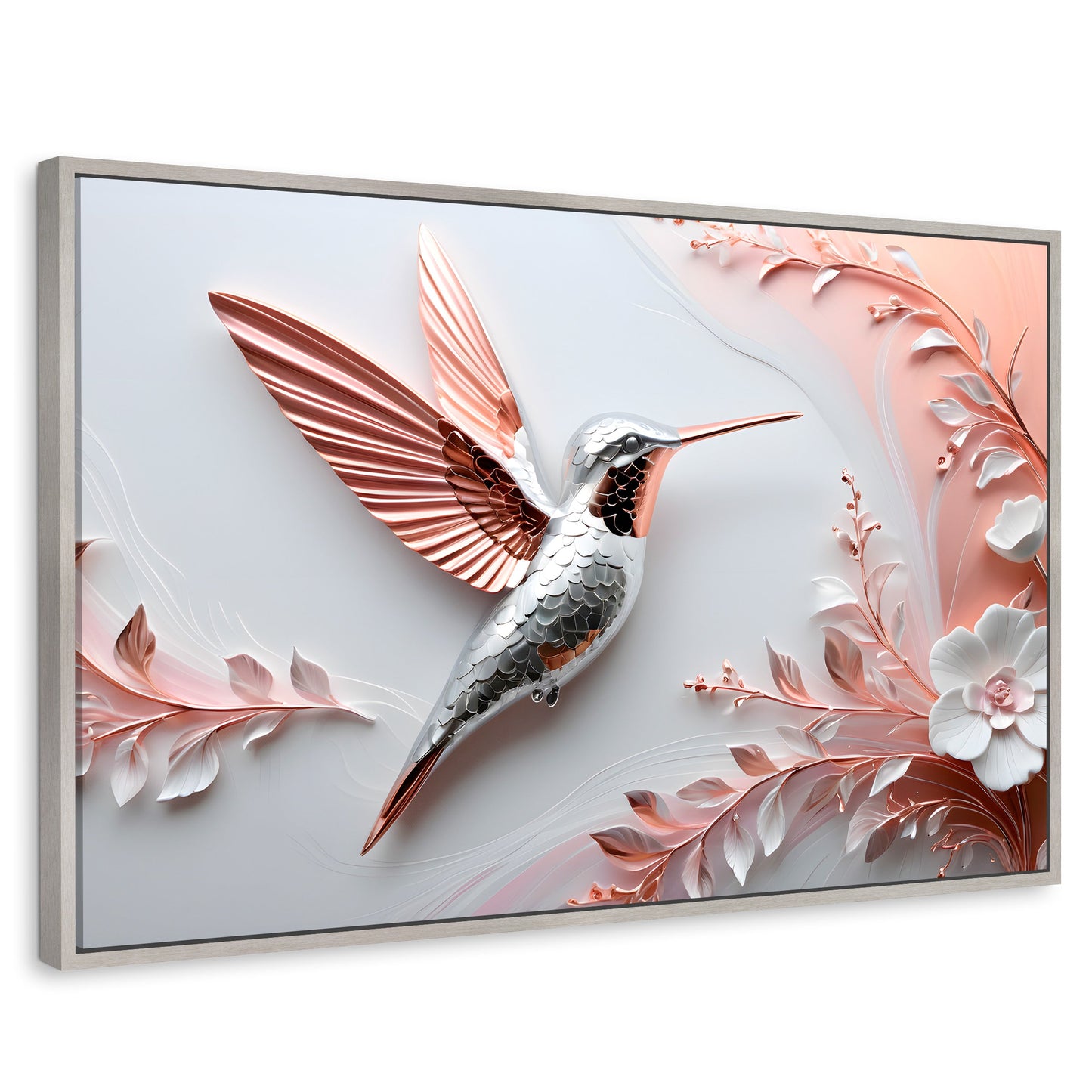 Cuadros Decorativos Canvas Revolution | Colibri Diamante | Rectangular | Portada | Marco Plateado