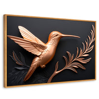 Cuadros Decorativos Canvas Revolution | Colibri Dorado | Rectangular | Portada | Marco Madera