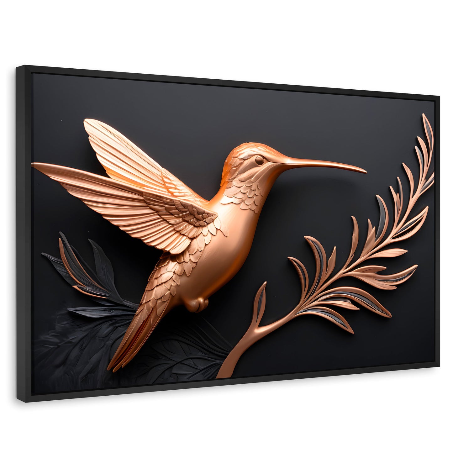 Cuadros Decorativos Canvas Revolution | Colibri Dorado | Rectangular | Portada | Marco Negro